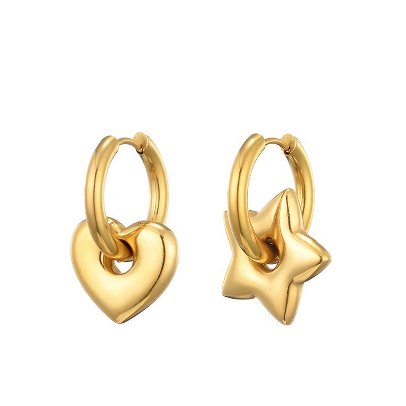Classic Stainless Steel Heart Star Hoop Earrings For Women Punk Hip Hop Gold Silver Color Y2K Jewelry Female Earrings Oorbellen