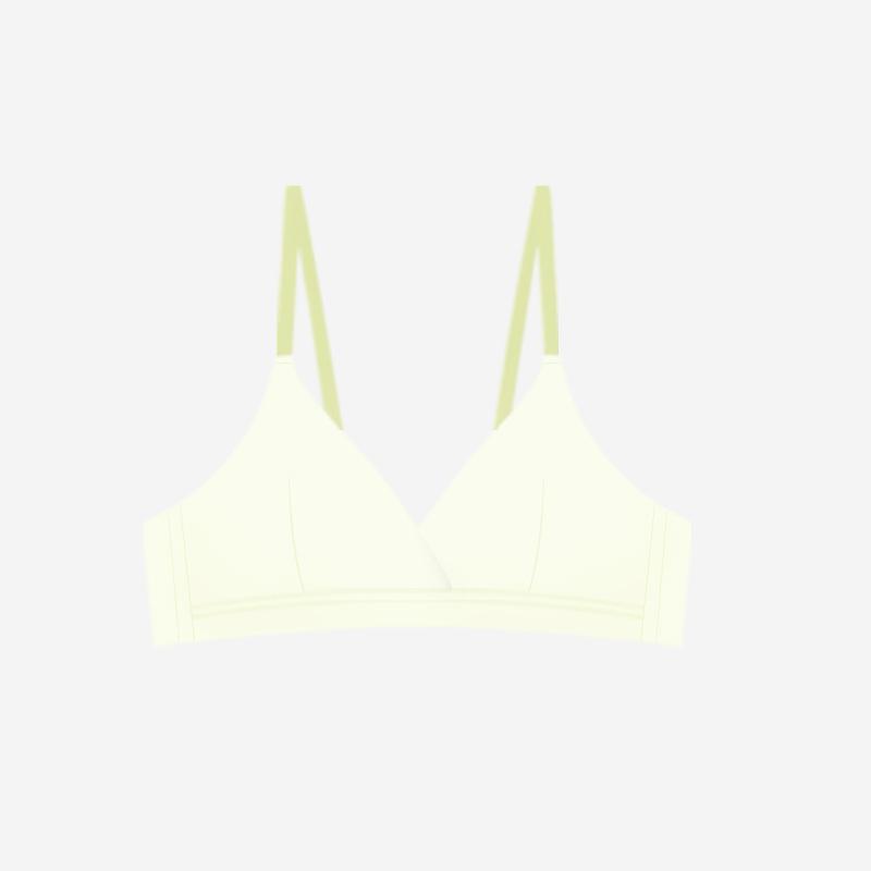 Underwear Women's Summer Thin Section Without Steel Ring French Triangle Cup Girl Cotton Bra Soft Support Gather Bra