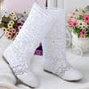 Comercio exterior nuevo primavera tejido hueco botas red de botas botas altas botas Martin botas planas de una sola suela botas frescas mujer