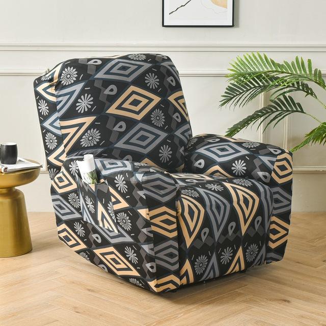 Printed Elastic Recliner Sofa Cover Soft Stretch Single Sofa Covers For Living Room Pets Kid Split Functional Lounger Chair Case