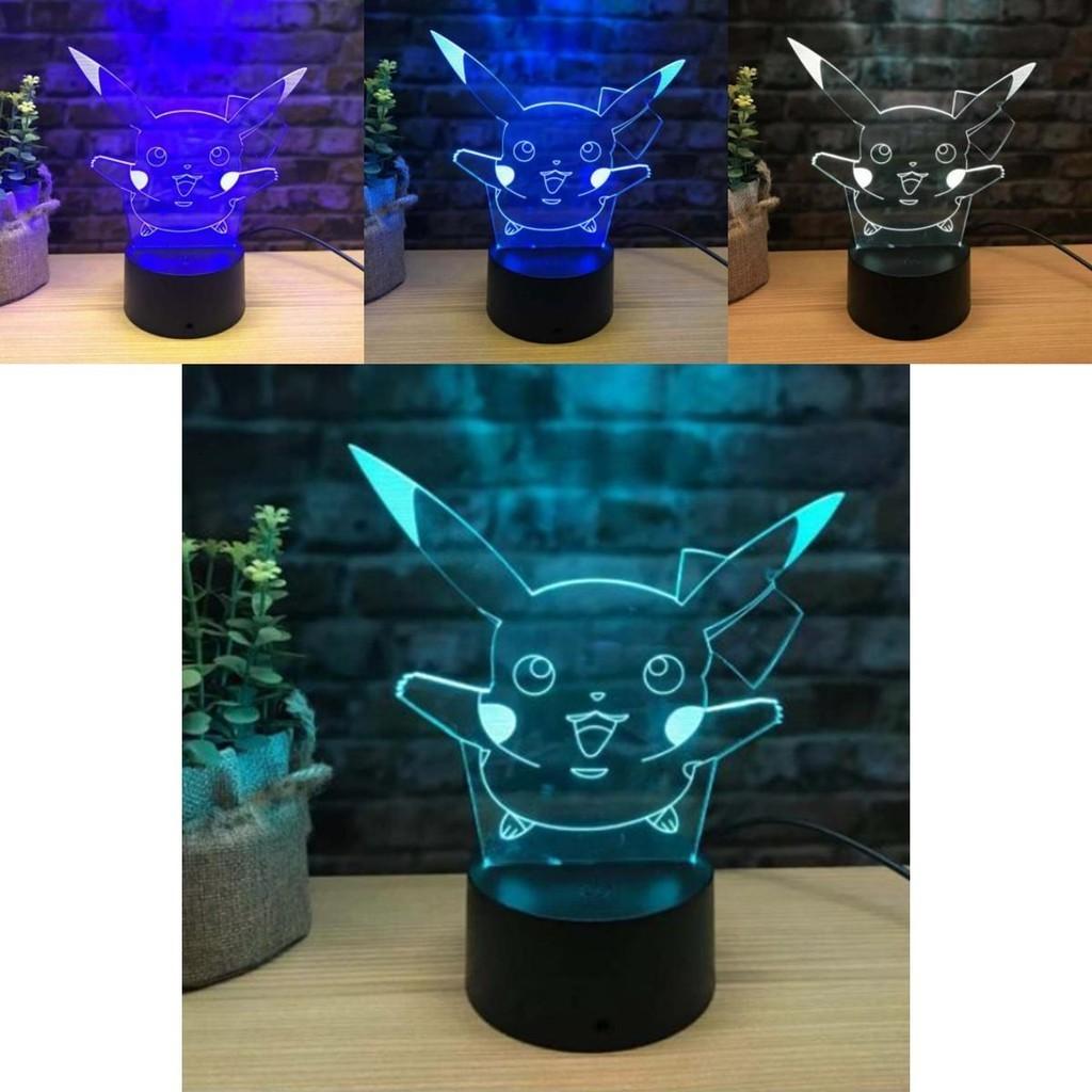 Faszinierendes Pokémon Pikachu Nachtlicht Perfekt für Schlafzimmer- und Wohnzimmerdekoration 3D LED mit 7 Farben