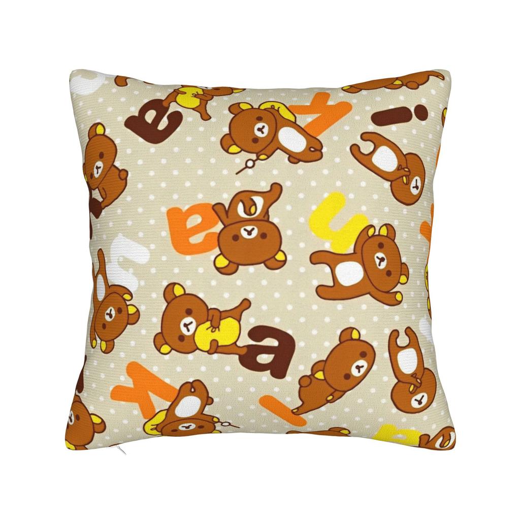 Rilakkumas Cartoon Square Pillow Covers Polyester Home Cushion Cover Funny Decorative Throw Pillow Case 4040