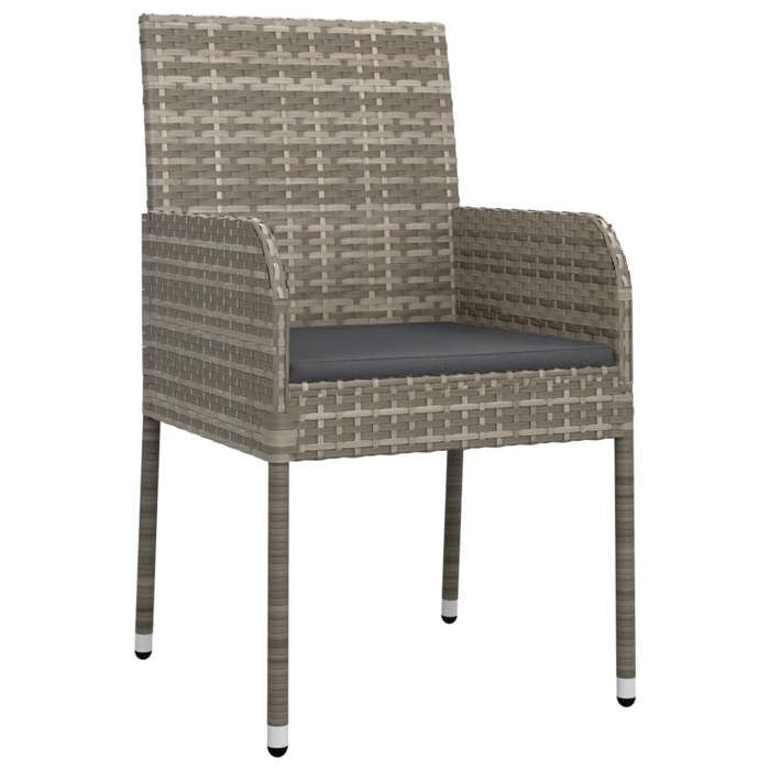 VidaXL Garden Chairs with Cushions 4 Pcs Woven Resin Grey, Garden Furniture, Patio Furniture, Balcony Chair, 319888