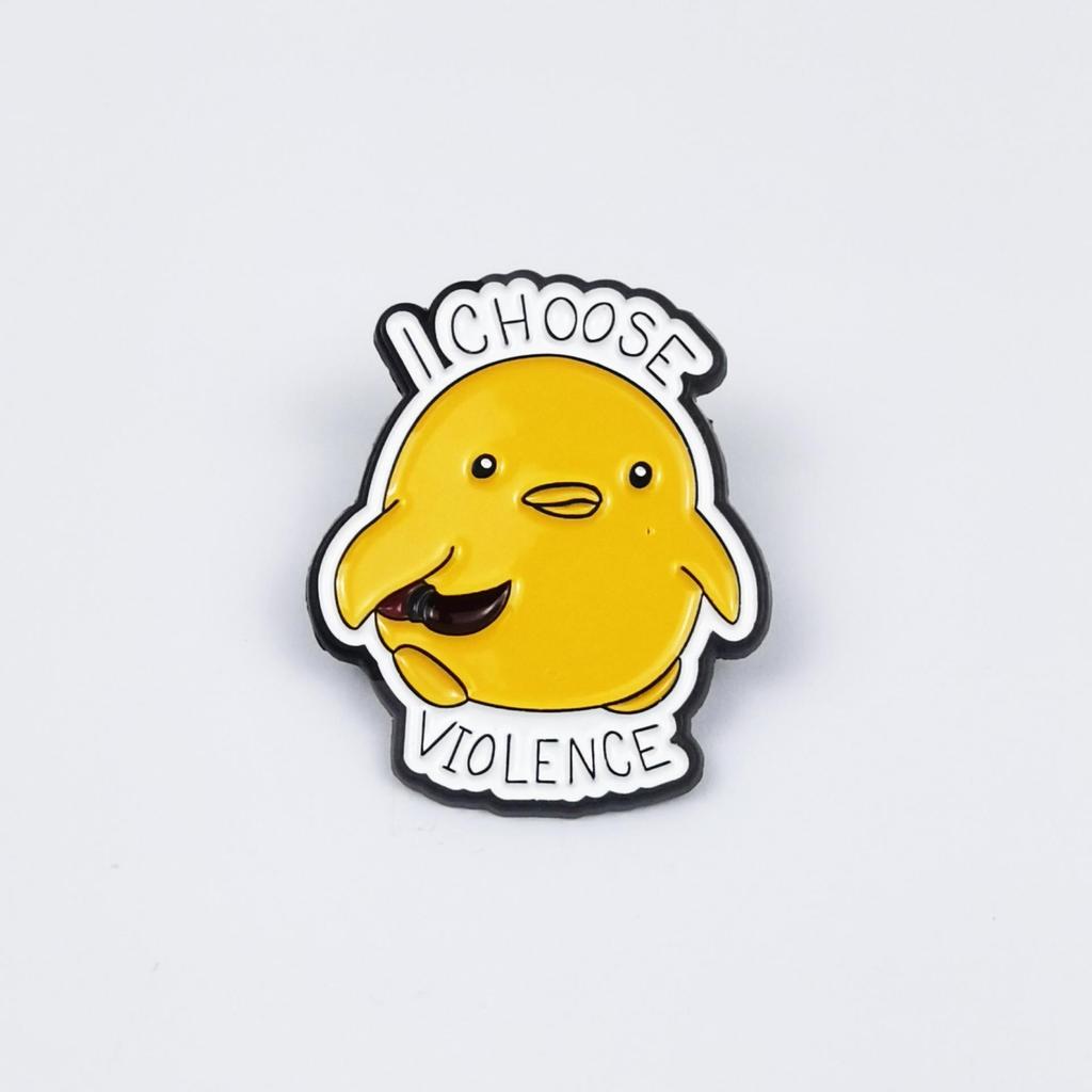 Cartoon Animals Brooch Set: Cute Duck & Frog Alloy Pins, English-Inspired Decorative Accessory