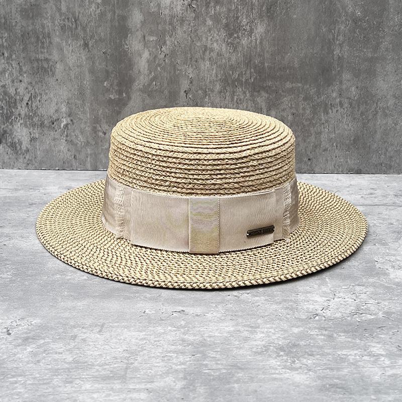 Versatile Raffia Flat-Topped Straw Hat Women'S Summer Vacation Beach Sun Protection Visor