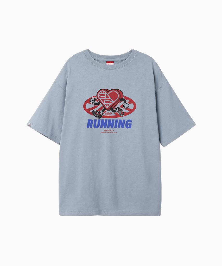Minasu New Big Hearttrack Graphic T Shirt_Skyblue