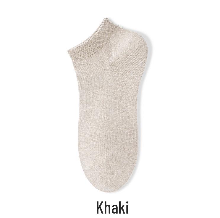 Men's 10A Antibacterial Odor-Resistant Cotton Boat Socks, Sweat-Absorbing, Seamless, Solid Color, Autumn Thin Style