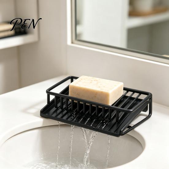 Modern Soap Storage Self Draining Dish, Removable Tray Design Compact Bathroom Organizer Container, Durable Holder for Kitchen Sink Countertop