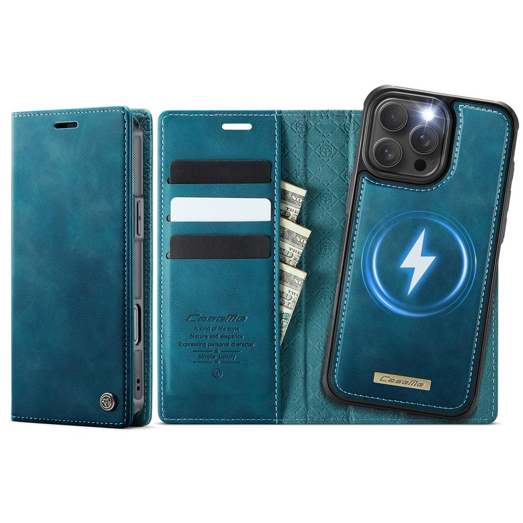 For iPhone 16 Pro Case CASEME C49  Compatible with MagSafe RFID Blocking Detachable Wallet Leather Phone Cover