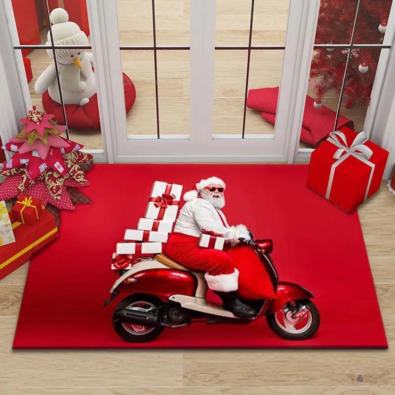 Merry Christmas Santa Claus Home Entrance Decoration Carpet Door Mat Non-Slip Hallway Bedroom Bathroom Mat Living Room Rugs