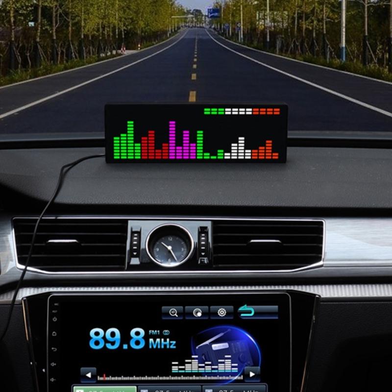 LED Music Spectrum Display RGB Colorful 1624 Segment Rhythm Light Level Voice Sensor Clock Display 384 LEDs 20 Dynamic