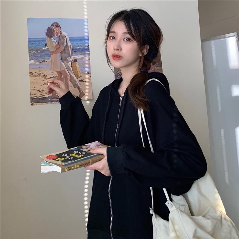 2026 New Women's Korean-Style Loose Hooded Cardigan: Long Sleeve Zipper Jacket for Spring & Autumn