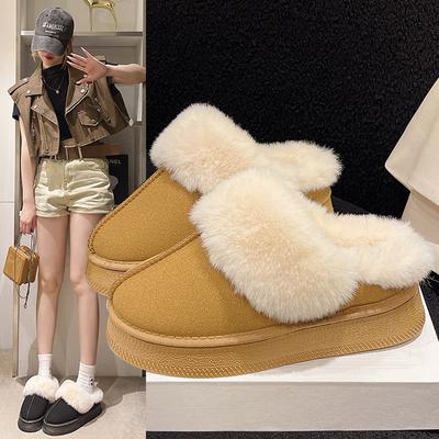 Baotou neige traîne dehors 2024 hiver nouveau version coréenne semelles épaisses empilées épaissies chaudes chaussures d'intérieur en coton Mao Mao