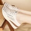 Ladies Clogs Platform Sandals Loafers Casual Hollow Leather Slippers Women Thick Sole Shake Shoe