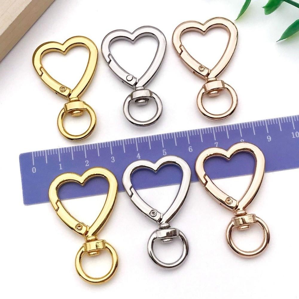 Alloy Material Heart Spring Gate Rings Heart Shape Rotation Design Openable Keychain Openable Feature Snap Closure