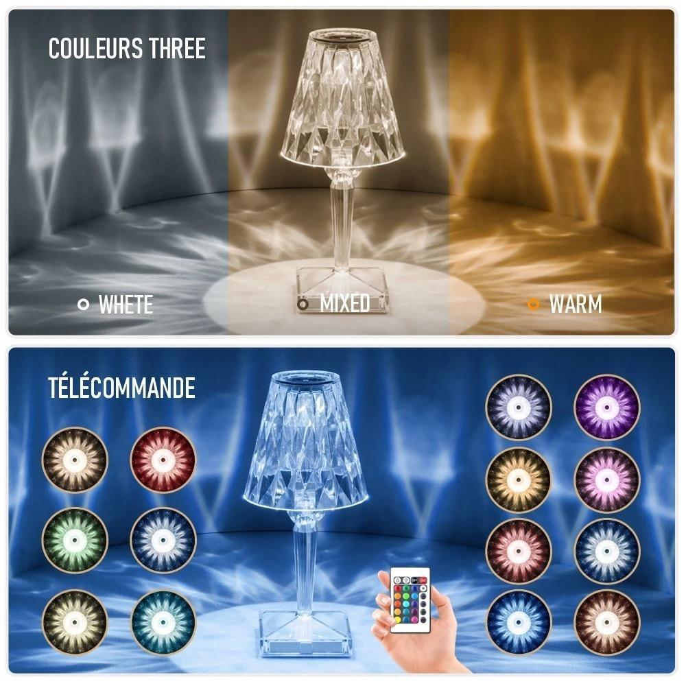 USB-Ladeschlafzimmer-Nachttischlampe Regenschirmförmige Diamantkristall-Schreibtischlampe Dekorative Lampe mit romantischer Atmosphäre Touch-Fernprojektionslicht