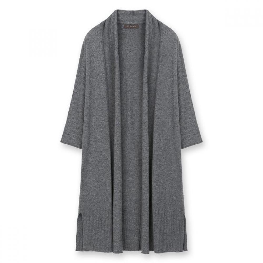 Furina Cashmere Extra Fine Wool Long Cardigan dark gray/FREE