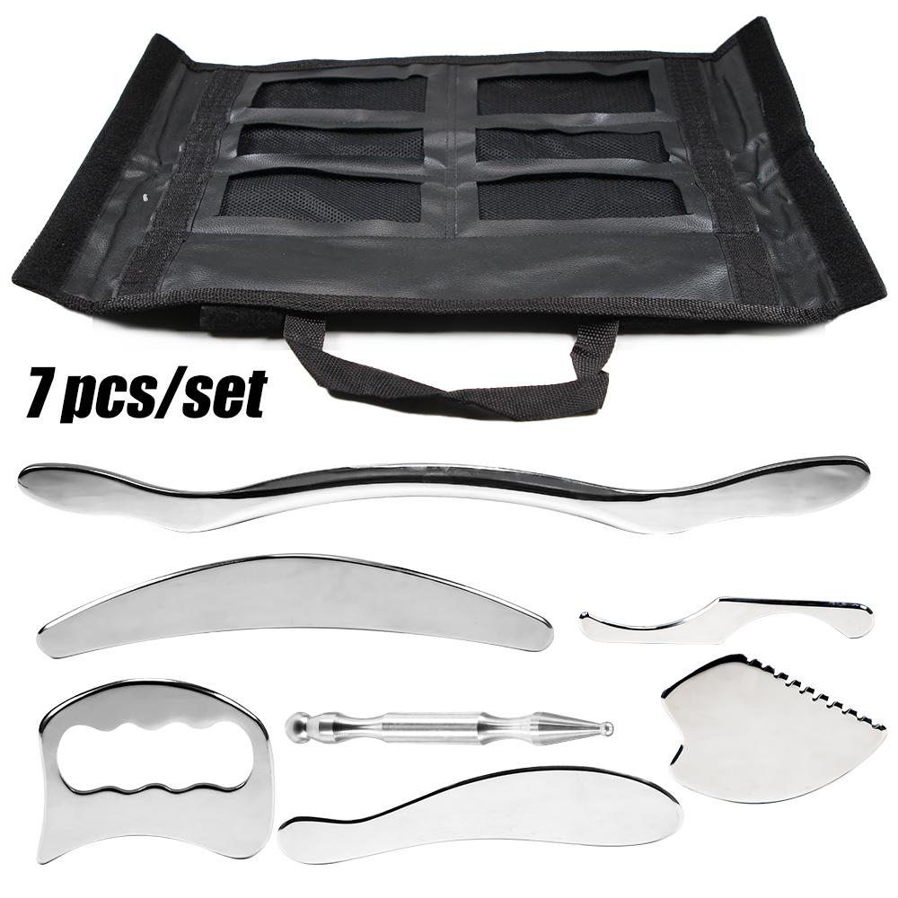 7Pcs Stainless Steel Gua Sha Scraper Set Deep Tissue Massage Tools Fascial Release Muscle Pain Relief