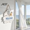 Mediterranean Hanging Ornament Style Wooden Welcome Sign, Starfish And Shells Rustic Sea Life Plaque Plaque, Decorative Wall Art for Home Porch