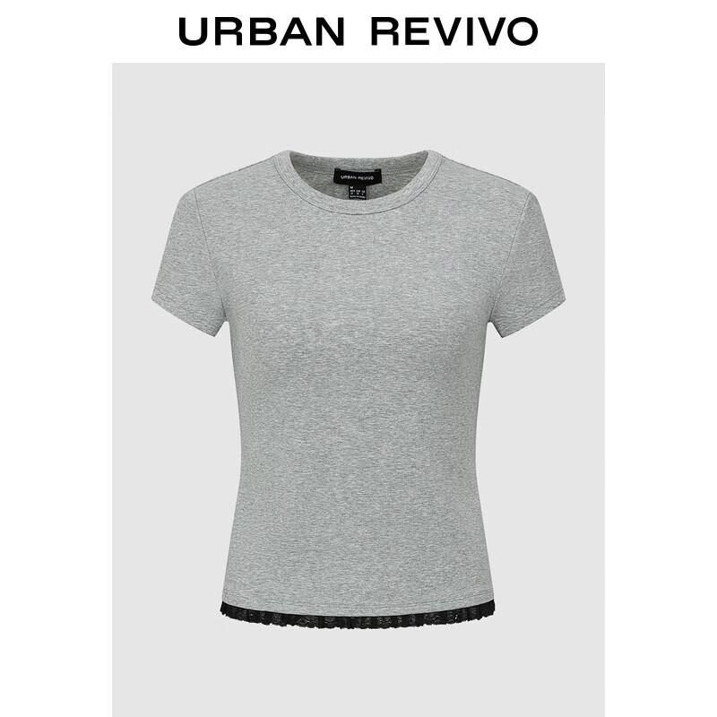 Women s Spliced Lace Short Sleeve T-shirt M