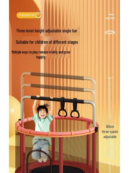 Children's Indoor Trampoline & Swing Set with Anti-Tip Safety Bar