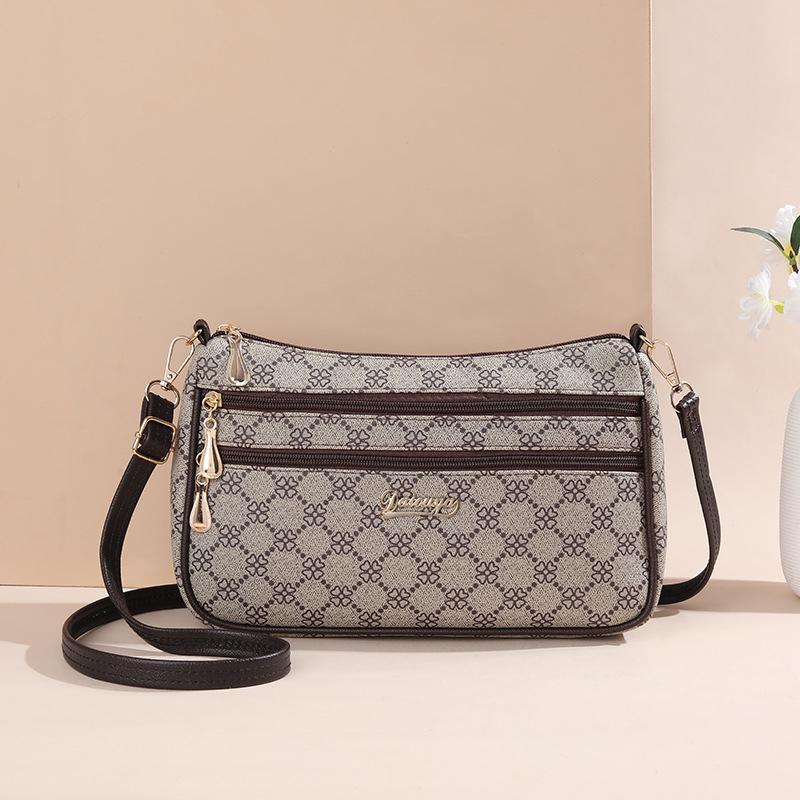 New bag multi-layer zipper oblique span bag large capacity versatile shoulder bag fashionable small square bag