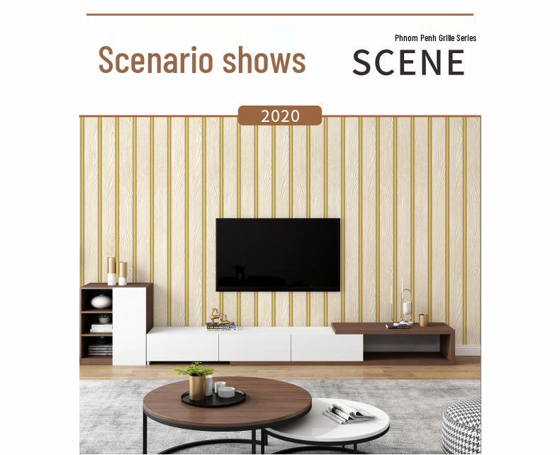 3D PVC Imitation Wood Lattice Wallpaper for Bedroom, Living Room, or Study