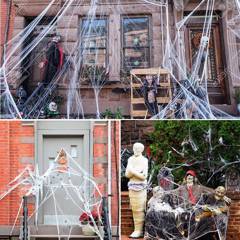 Artificial Spider Web Super Stretch Cobwebs Fake Spiders Scary Party Scene Decor Horror Party Scene House Props Halloween Decor