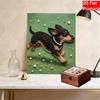 5D Pearl Painting Kit Framed with Running Dog Design Sparkling Bead Art Canvas DIY Relaxing Craft for Wall Decor Gift Home Art Projects