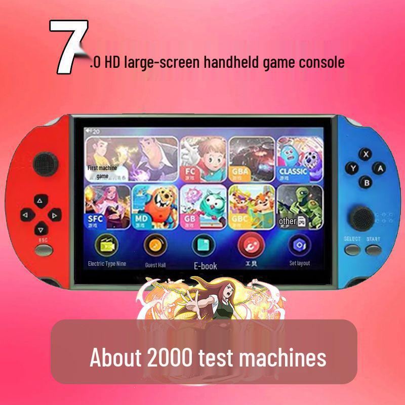 7-Inch HD Handheld Game Console with Joystick and Retro Arcade Games