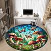 1pc Mushroom Butterfly Office Round Area Rug, Indoor Mat Suitable ForOffice, Under Office Chairs Bedroom Living Room Home Decor, D136