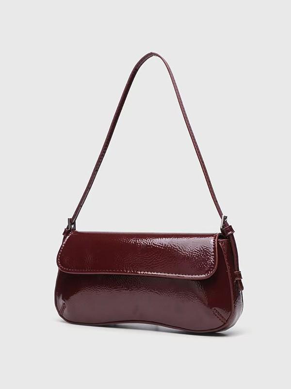 

2025 Spring/Summer Retro French Baguette Shoulder Bag – Versatile, Fashionable, Elegant Flap Design for Simple Commutes 30x6x23 cm вина червоного кольору