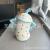 Hand-Painted Ceramic Storage Jar with Lid & Handles, Creative Kitchen Canister, Home Decor Ornament