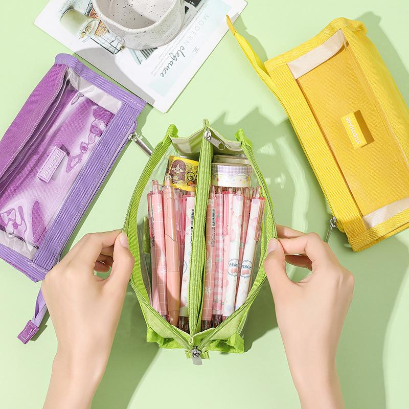 New Large Capacity Transparent Pencil Case Stationery Supplies Aesthetic Pen Bag Girl Pencil Pouch School Supplies