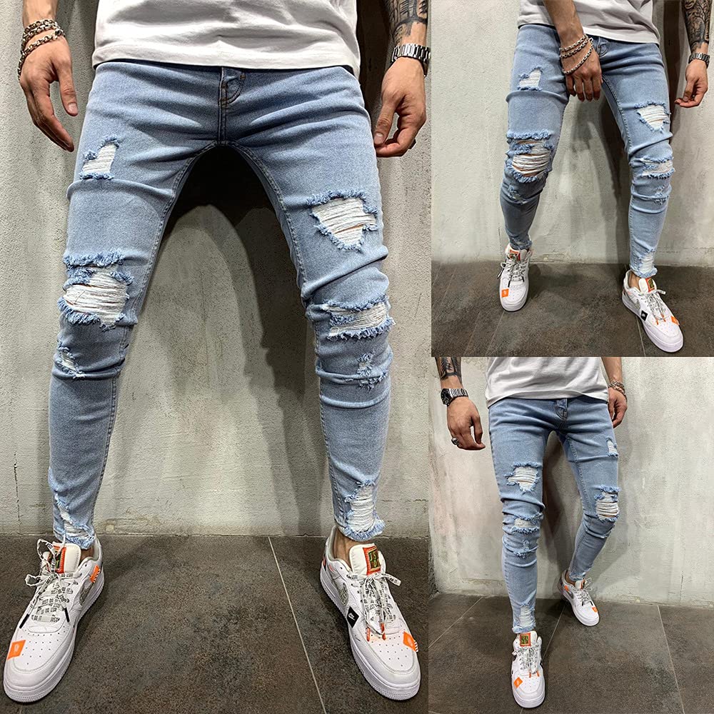 De Distressed Slim Elastic All Distressed [Petit Francais] Jeans, Fit, Stylish, Stretch, Waist, Men's Pants, Khaki, Seasons, Cool, Spring/Autumn,