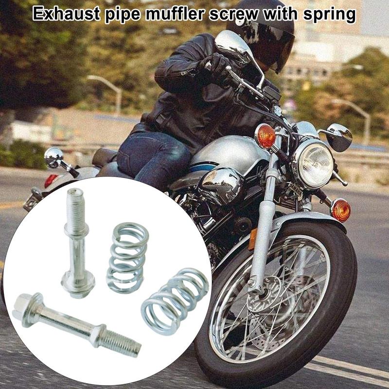 Exhaust Bolt and Spring Kit Replacement Screw with Spring Muffler Flange Bolt Spring Kit Shock-Absorbing Screw Set Car