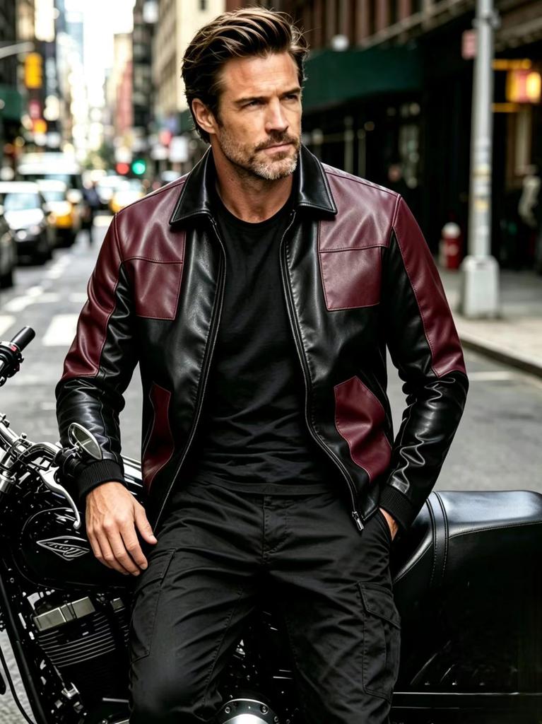 Autumn and winter new men's PU leather jacket locomotive suit lapel suit large size men's leather jacket casual jacket