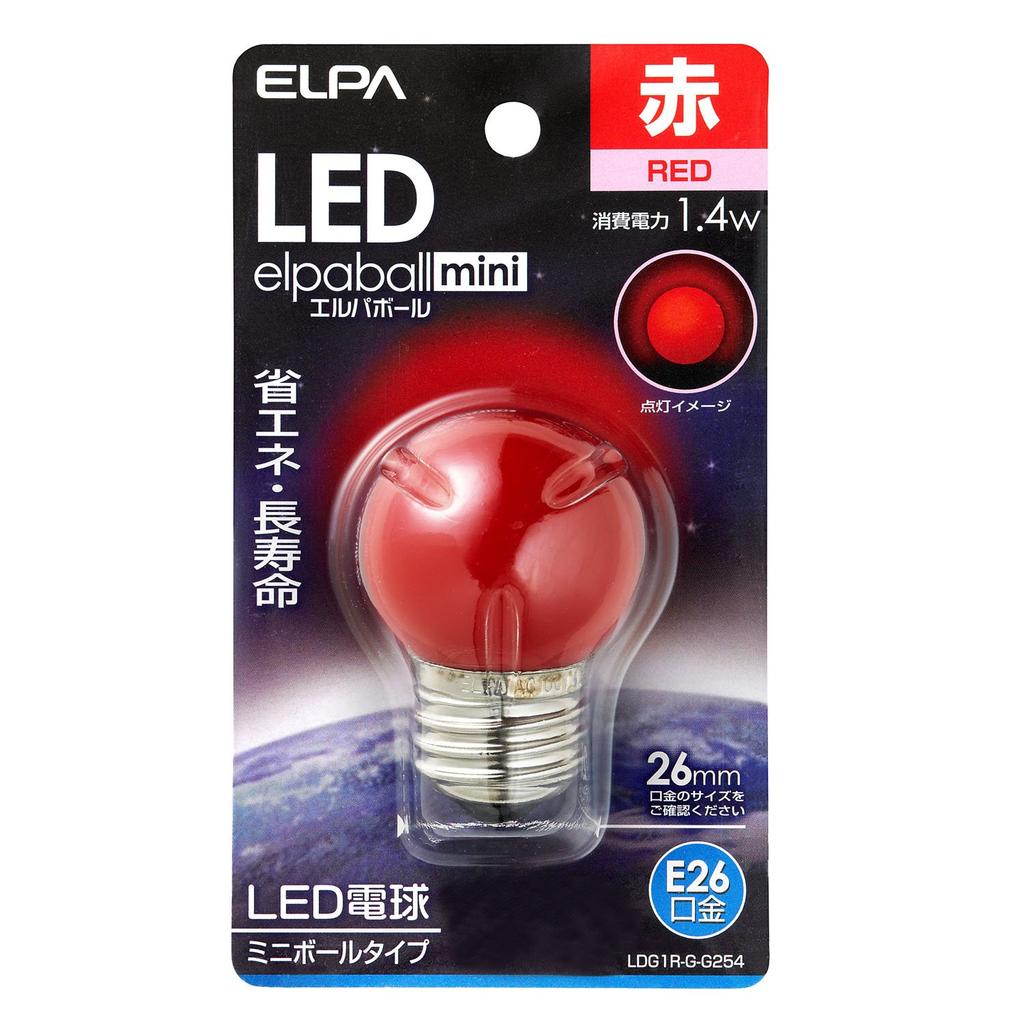 ELPA LED Bulb G40 Type E26 Red LDG1R-G-G254