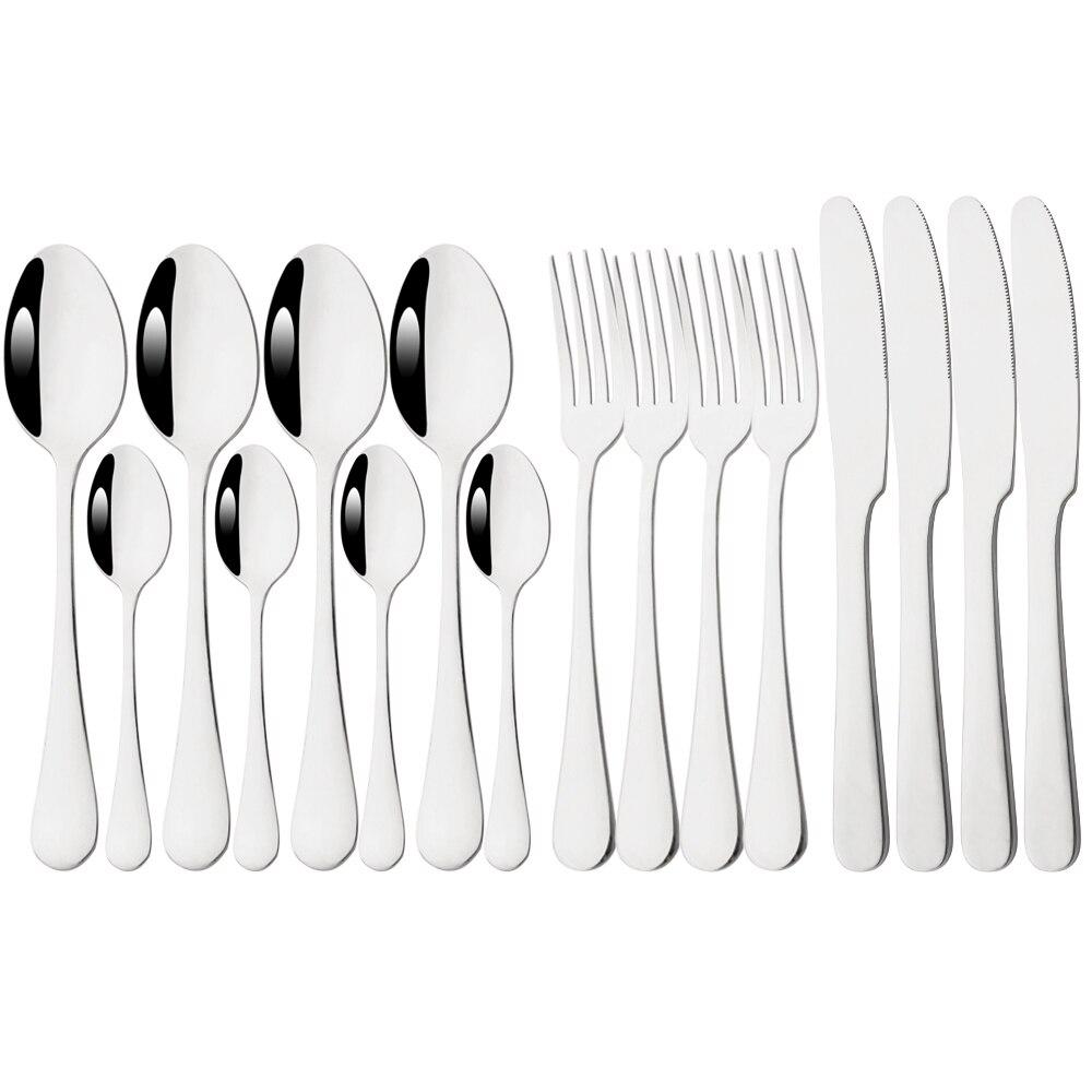 

16 шт. разноцветный набор посуды, столовое серебро из нержавеющей стали, нож, вилка, ложка, столовые приборы, зеркало, столовые приборы, набор кухонной посуды для ужина серебряный