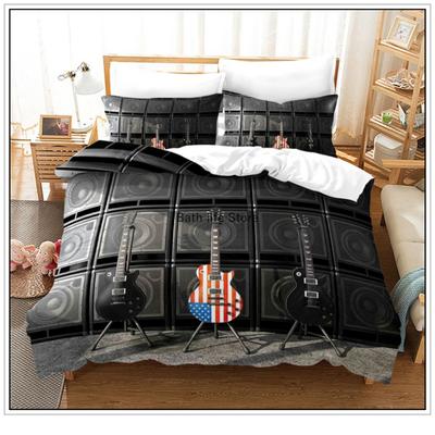 Moda Chitarra Stampa 3D Musica Set Biancheria da Letto Set Copripiumino Copripiumino con Set di Federe Biancheria da Letto per Decorazione Casa Camera da Letto
