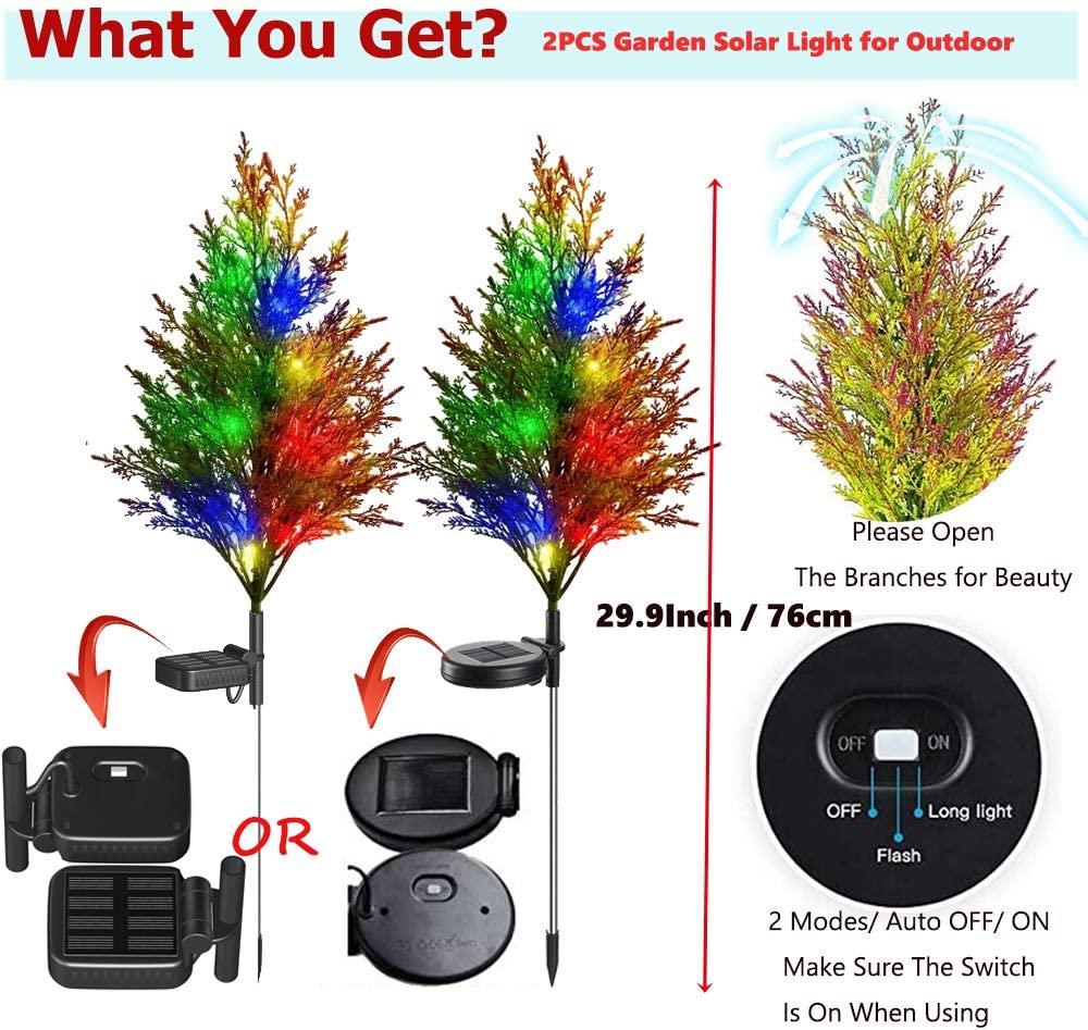 2 PACK Solar Weihnachten Kiefer Zypresse Rasen Lichter LED Festliche Dekorative Boden Lichter Wasserdichte Solar Lichter für Garten Dekoration