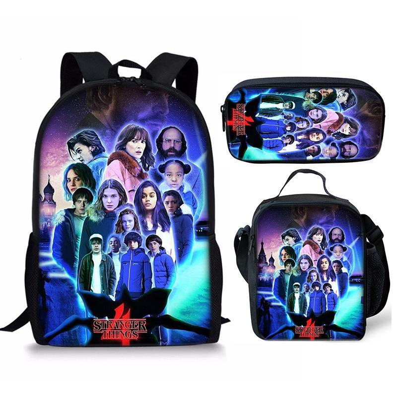Stranger Things 4-Piece Set: Student Backpack, Shoulder Bag, and Pencil Case CLE