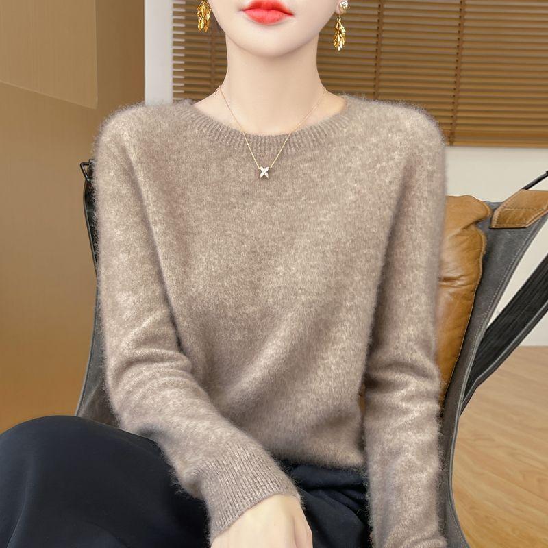 New autumn and winter crew neck knitted sweater women's loose short bottoming sweater pullover versatile knitted sweater