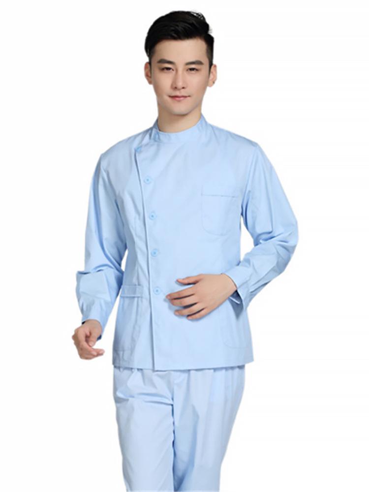 Tandvårdsarbetskläder: Unisex Tvådelat Set med Ståkrage, Sidoknäppning och Vit Rock med Lång/Kort Ärm