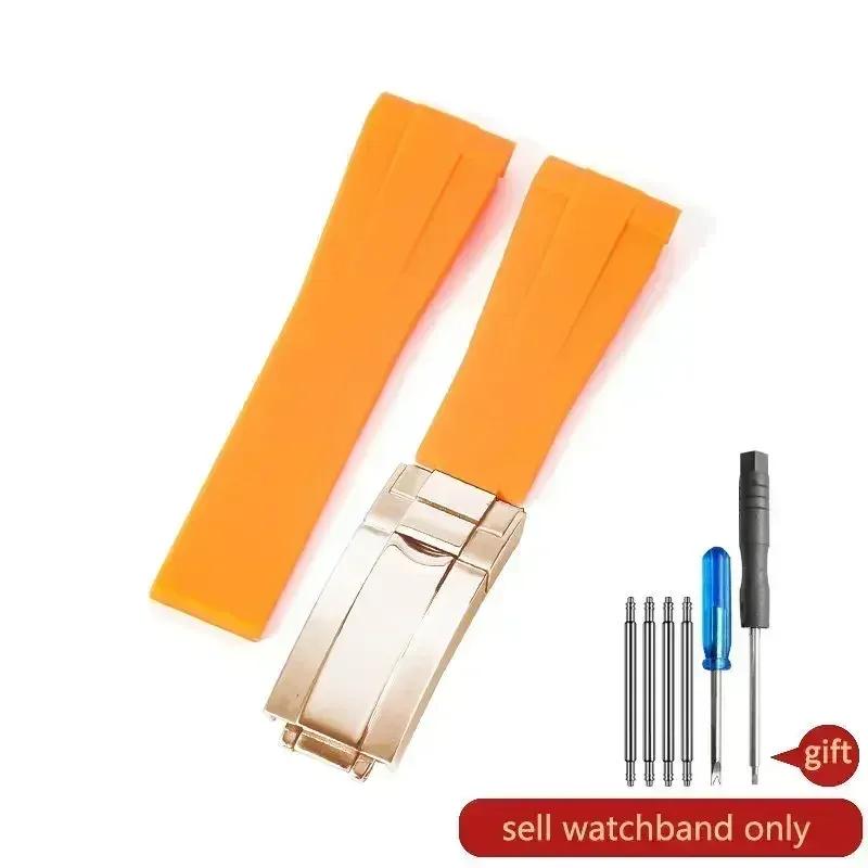 High Quality Black Green Red Blue White Colored Style Silicone Watchband Curved Interface for Rolex Datejust Submariner Strap