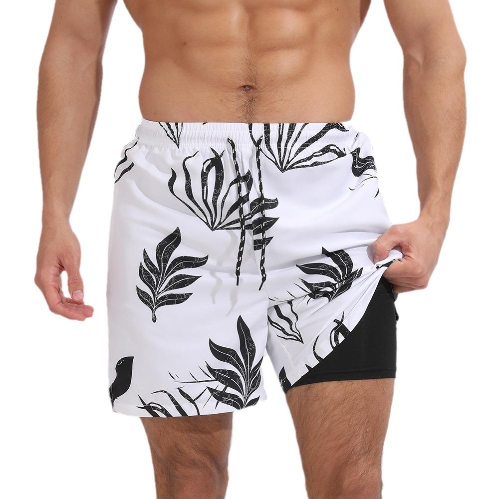 Muscle Men's Summer Sports Cacual Shorts Fitness Running Quick-Dry Beach Shorts Printed Loose Size Summer Shorts with Pockets