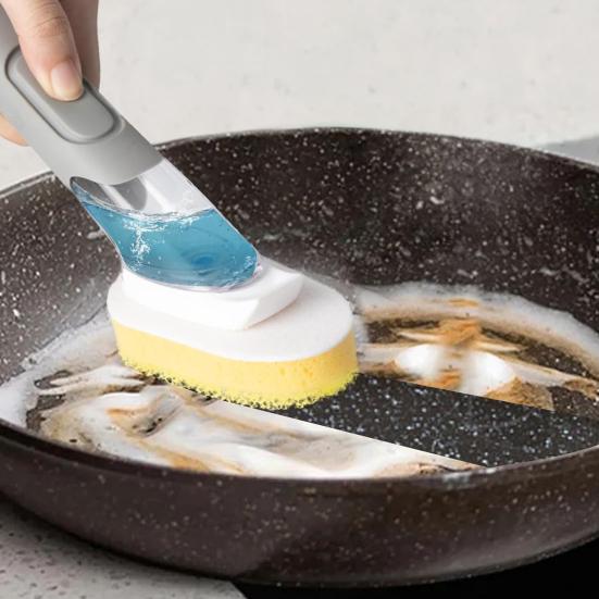 Utility Room Scrubbing Refills Replacement Sponge Head, High Density Non Scratch Pad, Scrubber Easy Push to Replace Durable Cleaning Tool for Kitchen