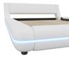 Polsterbett 140x200cm mit LED Beleuchtung, Bodenbett Doppelbetten mit Kopfteil und Lattenrost, Ohne Matratze