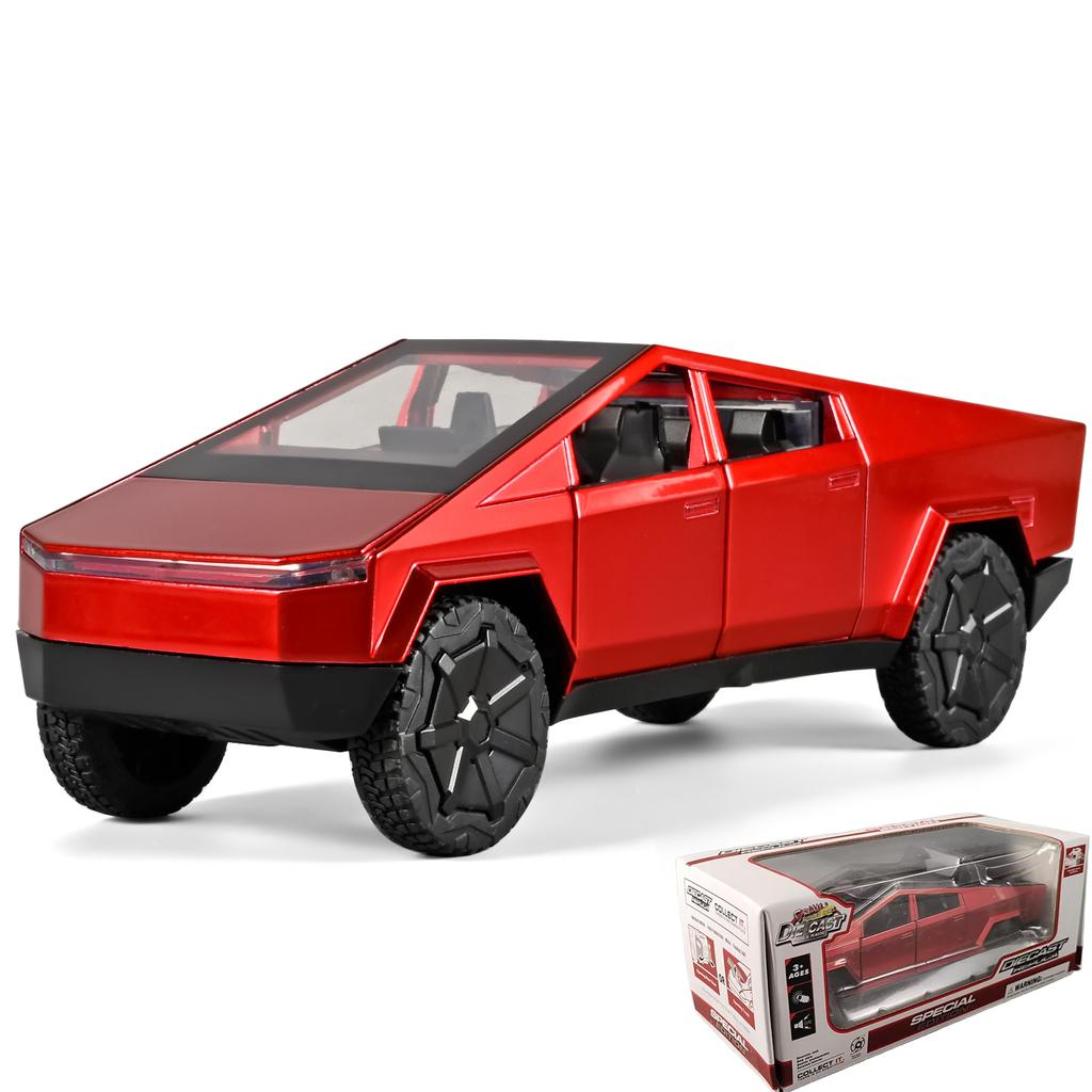 1/32 Tesla Cybertruck Toys Diecast Model Car Alloy Metal Pickup Truck Colorful Indoor Desktop Display Collection Game for Children Boy