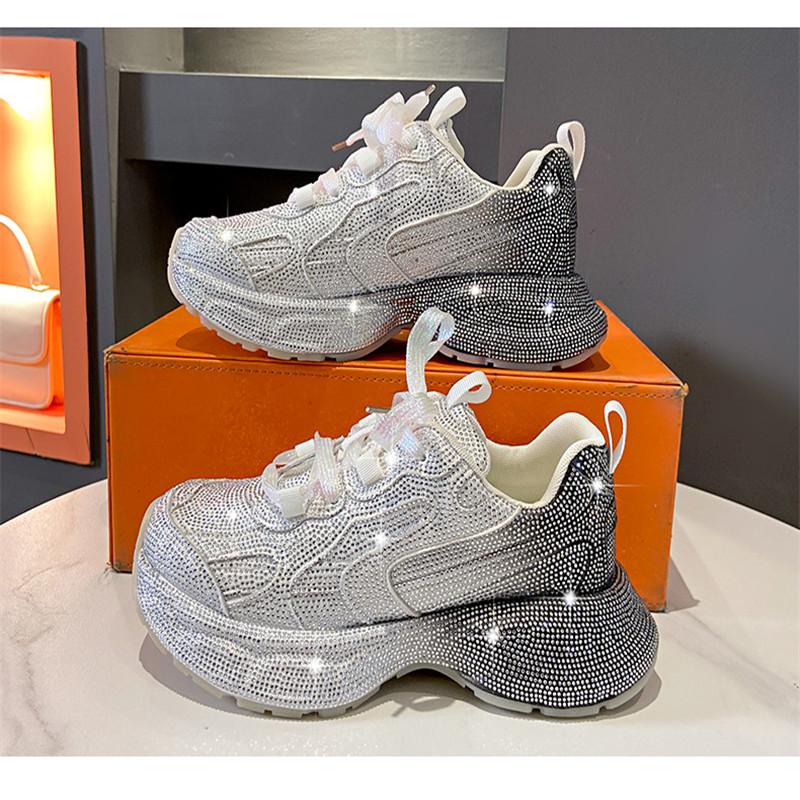 2024 Women Sneakers Rhinestones Shining Crystal Casual Shoes for Men Platform Comfort Vulcanized Shoes Luxury Women Sport Shoes